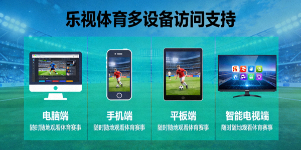 乐视体育观看支持多设备访问，包括电脑、手机、平板和智能电视