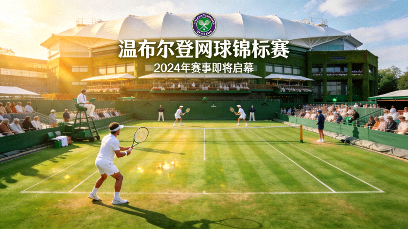 温布尔登网球锦标赛标志性草地球场与经典白色球衣，预告即将到来的赛事